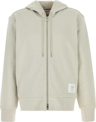 Thom Browne Loopback Jersey 4-Bar Zip Up Hoodie - Heren - Vesten met rits - Grijs - M - Katoen - Hoodies & sweatvesten