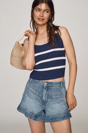 Maeve Ruffled Hem Denim Shorts