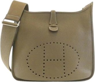 Herm&egrave;s Pre-owned Taurillon Clemence Schoudertas - Dames - Vintage Schoudertas - Bruin - ONE Size - Leer - Vintage