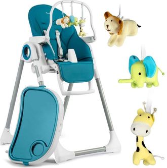 OEM Silla Para Comer Con Mesa, Tumbona Belo, Azul Oscuro + Diadema Con Juguetes