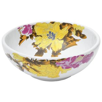 Berkfield Home Durable Countertop Basin Multicolour Round OE&para;41x14 cm Ceramic in White | Size: 41x14 cm