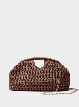 Simons Womens Braided paper straw XL clutch