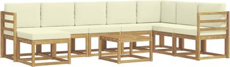 vidaXL Conjunto De Sof&aacute;s De Exterior 9 Uds. Blanco Y Crema Vidaxl