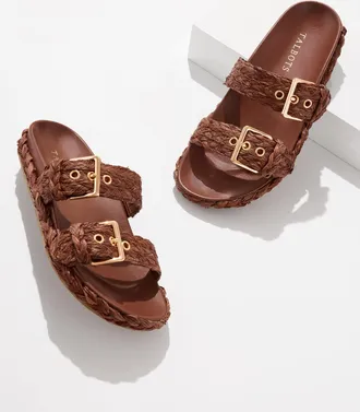 Talbots Morgan Braided Raffia Slides - Hickory Brown - 10 1/2 M Talbots
