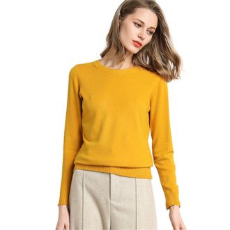 Generic Sweatshirts for Women UK, Cotton Jumpers for Women UK, Soft Casual Classic Jumpers, Plain Long Sleeve Tops, Crew Neck Pullover for Autumn Yellow