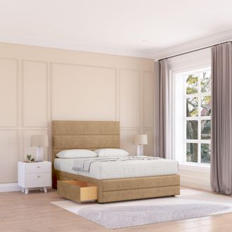Sloomy Monaco Bed Base 2 Drawers 12 Footboard & 26 Struts Headboard in Light Brown | Size: Small Single