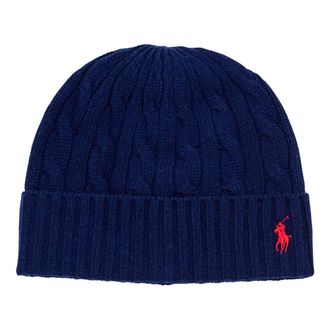 Polo Ralph Lauren Beanies, male, Blue, Size: ONE SIZE Ribbed Beanie
