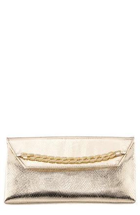 Nina Metallic Snake Embossed Flap Bag in Gold at Nordstrom Rack
