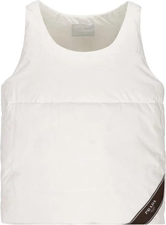 Prada Gewatteerde Katoenen Top - Heren - Tops zonder mouwen - Wit - XS - Katoen - Tops