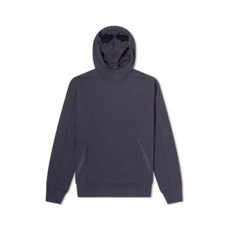 C.P. Company Hoodies, male, Blue, Size: XL Diagonal Fleece Goggle Hoodie