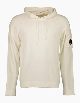 C.P. Company Mens Sea Island Knitted Lens Hoodie - White - Size: 40