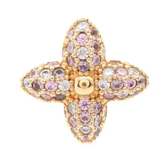 Louis Vuitton Gold Pink Gold Clear Gold Plating Rhinestone Band Ring (Pre-Owned)