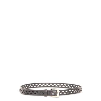 Alberta Ferretti Leather Belt with Cut-out - female - Alberta Ferretti - Belts - Gray - S - Accessories
