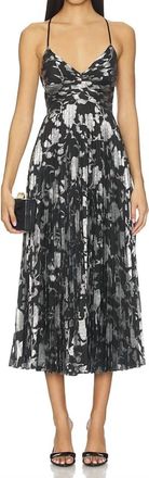 Astr Saoirse Pleated Midi Dress In Black Silver