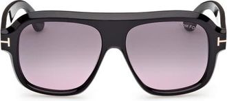 Tom Ford Rhonda 56mm Gradient Pilot Sunglasses in Shiny Black /Smoke Lens at Nordstrom