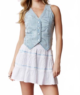 Peach Love California Sparkle Charm Denim Vest In Light Denim