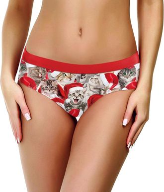 Generic Christmas Women Underwear Ladies Underwear Merry Christmas Santa Print Pattern Panties Briefs Knickers Bikini Style Lingerie Bikini Brief Panties For 