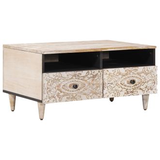 vidaXL Mesa De Caf&eacute; Con Caj&oacute;n 80 X 54 X 40 Cm Madera De Mango Maciza Vidaxl