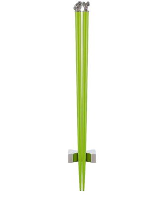 Shanghai Tang Chinese Zodiac ram chopsticks - unisex - Brass/Wood - OS - Green