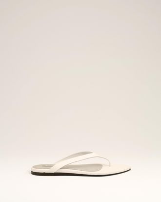 Ami White Lamb Leather Pointed Toe Flip Flops White - 36 - for Women