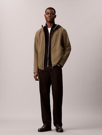Calvin Klein Mens Tech Shell Hooded Jacket - Green - L