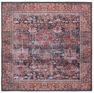 Safavieh Alfombra floral de poli&eacute;ster naranja/verde, 183 x 183 cm