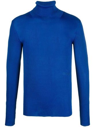 Off-white funnel-neck long-sleeve top - men - Polyester - L - Blue