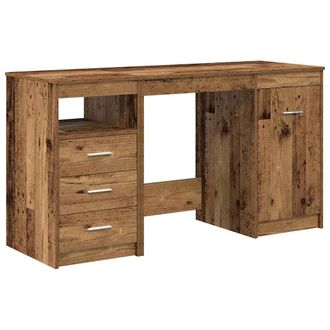 vidaXL Escritorio Con Armario De Madera Antigua Y Madera De Ingenier&iacute;a Vidaxl