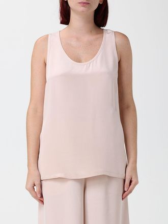 Max Mara Top slim fit in cr&ecirc;pe de chine senza maniche con scollo a U