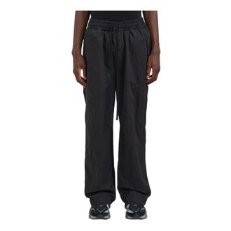 Thom Krom Broeken, Dames, Zwart, S, Katoen, Wide Leg Metallised Cotton Blend Pants