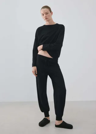 Mango Pigiama due pezzi cotone tinta unita nero - Donna - S - MANGO