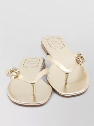 Roger Vivier leather crystal-embellished thong sandals