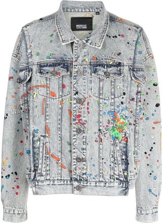 Mostly Heard Rarely Seen paint-embroidered denim jacket - men - Cotton - M - Blue
