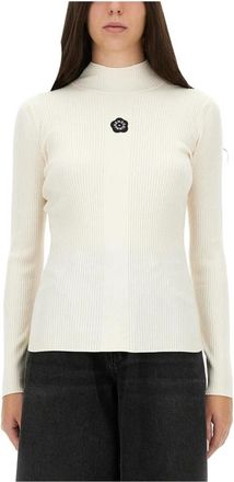 Kenzo Boke Flower 2.0 Mock-Neck Top - Dames - Coltruien - Wit - L - Polyester - Truien & Vesten