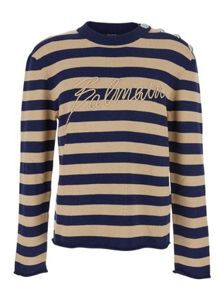 Balmain Blue Stripes Sweater
