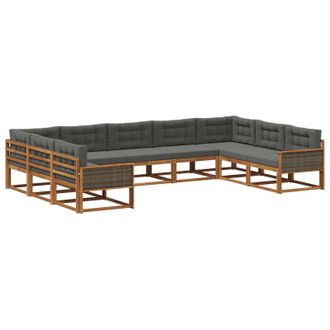 vidaXL Conjunto De Sof&aacute;s De Exterior 9 Uds. Natural Y Antracita Vidaxl