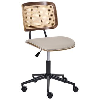Beliani Silla De Oficina De Piel Sint&eacute;tica Giratoria Con Altura Ajustable Sin Reposabrazos Gris Pardo Ardo