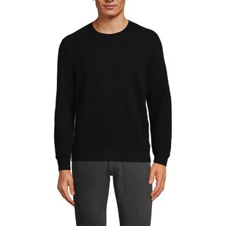 Lands End Long Sleeve Serious Sweats Crewneck Sweatshirt in Black at Nordstrom, Size X-Large