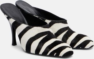Khaite Colt 100 zebra-print calf hair mules