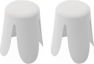 Sweeek Taburete apilable con asiento texturado, set de 2, blanco