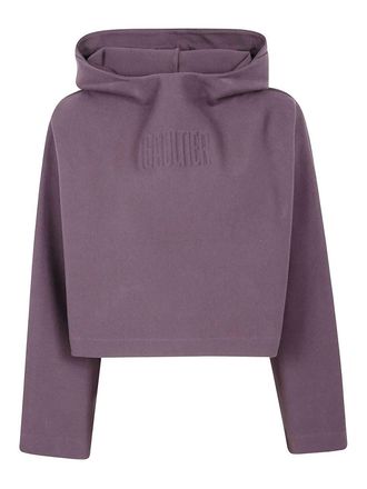 Jean Paul Gaultier Bonded Cotton Cropped Bat Sleeves Hoodie
