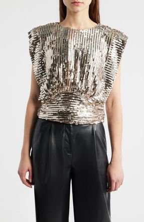 Boss Orange by Hugo Boss Illana Sequin Crop Top in Brass at Nordstrom, Size 16