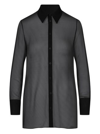 Maison Close long-sleeve semi-sheer shirt - women - Polyester - S - Black
