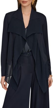 DKNY Mixed Media Open Front Jacket in Nightfall at Nordstrom, Size X-Small