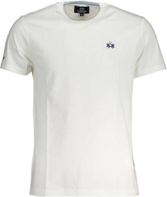 La Martina T-shirt met ronde hals - Heren - T-shirts - Wit - L - Katoen - Tops