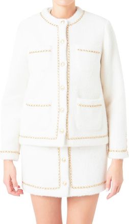 endless rose Chain Trim Jacket in White/gold at Nordstrom, Size X-Small