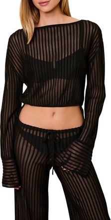 Solid & Striped Athena Cover-Up Top in Noir at Nordstrom, Size X-Small