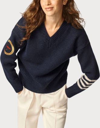 Oncept Summit Oversized V-Neck Sweater In Indigo