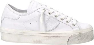 Philippe Model Witte lage top sneakers met verontruste rubberen zool - Dames - Sneakers - Wit - 41 EU - Katoen - Schoenen