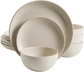 Gibson Home Rockaway 12-Piece Stoneware Dinnerware Set in Cream at Nordstrom